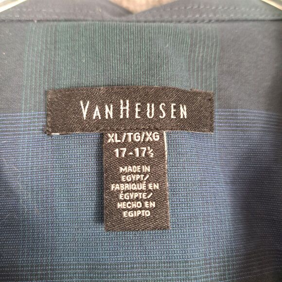 Van Heusen Men's Long Sleeve Never Tuck Shirt Button Up Blue Plaid XL NWT - Picture 4 of 11